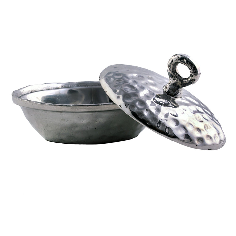 SM OVAL HAMMERED BOWL W/ LID - Lily Fields Home