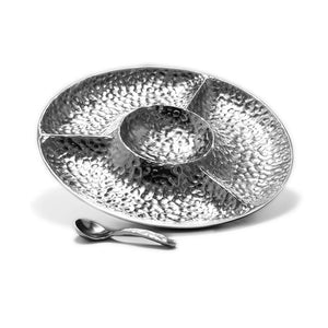 ROUND HAMMERED DIVIDED SERVER W/ SPOON - Lily Fields Home