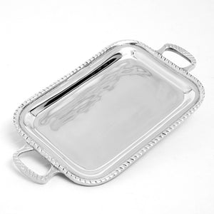 RECTANGLE CUT EDGE TRAY W/ HANDLES - Lily Fields Home