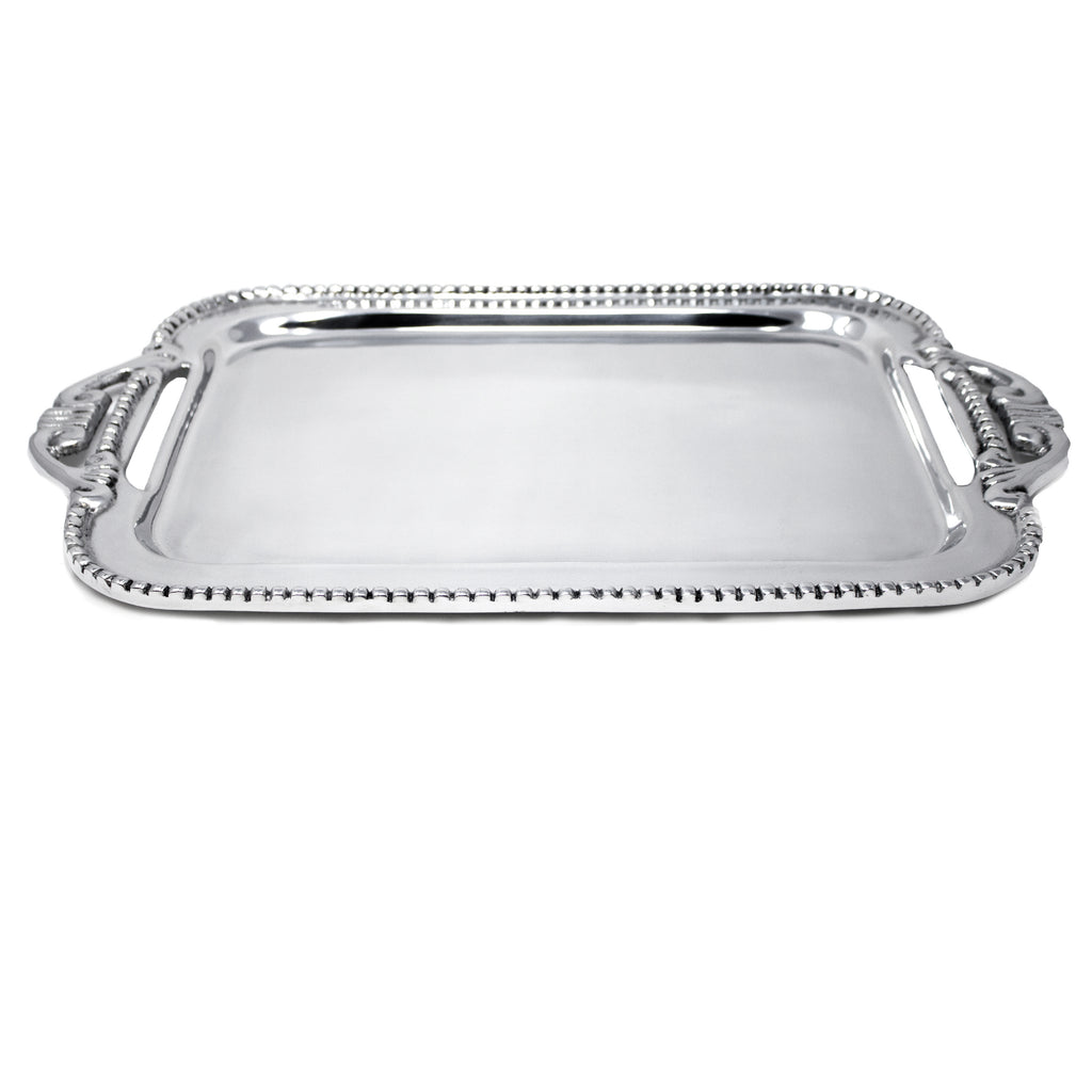 SM BEADED TRAY W/ ORNATE HANDLES - Lily Fields Home