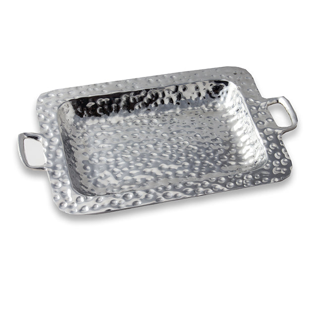 RECTANGLE DEEP HAMMERED TRAY W/ HANDLES - Lily Fields Home