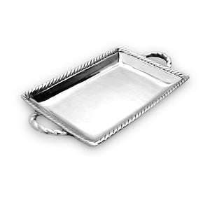 DEEP ROPE EDGE TRAY W/ HANDLES - Lily Fields Home