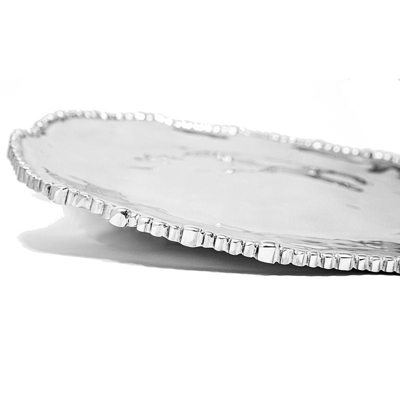LG OVAL SOFT HAMMERED BEADED EDGE PLATE - Lily Fields Home