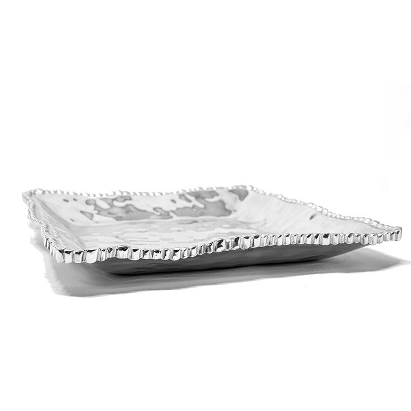 LG SQUARE SOFT HAMMERED BEADED EDGE DEEP TRAY - Lily Fields Home