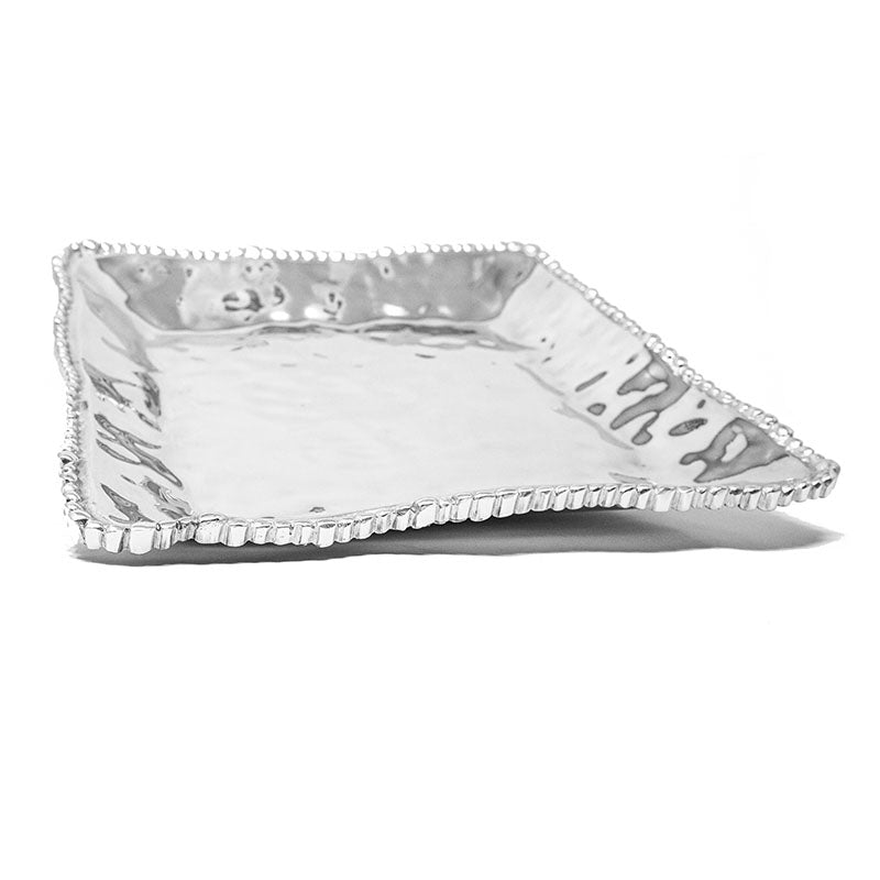 LG SQUARE SOFT HAMMERED BEADED EDGE DEEP TRAY - Lily Fields Home