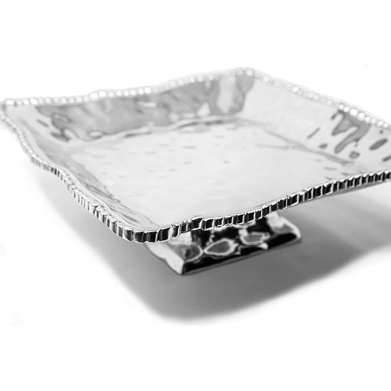 LG SOFT HAMMERED BEADED EDGE TRAY W/ BASE - Lily Fields Home