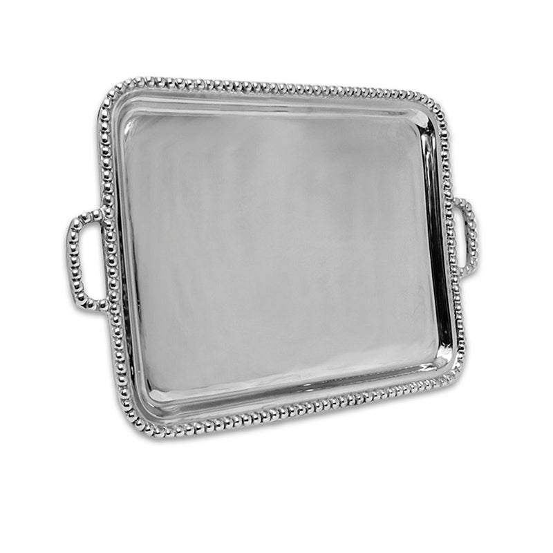LG BEADED TRAY W/ HANDLES - Lily Fields Home