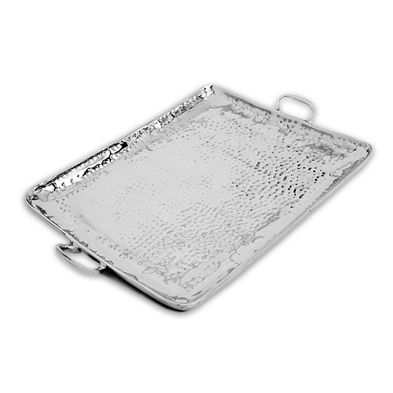 LG HAMMERED TRAY W/ HANDLES - Lily Fields Home